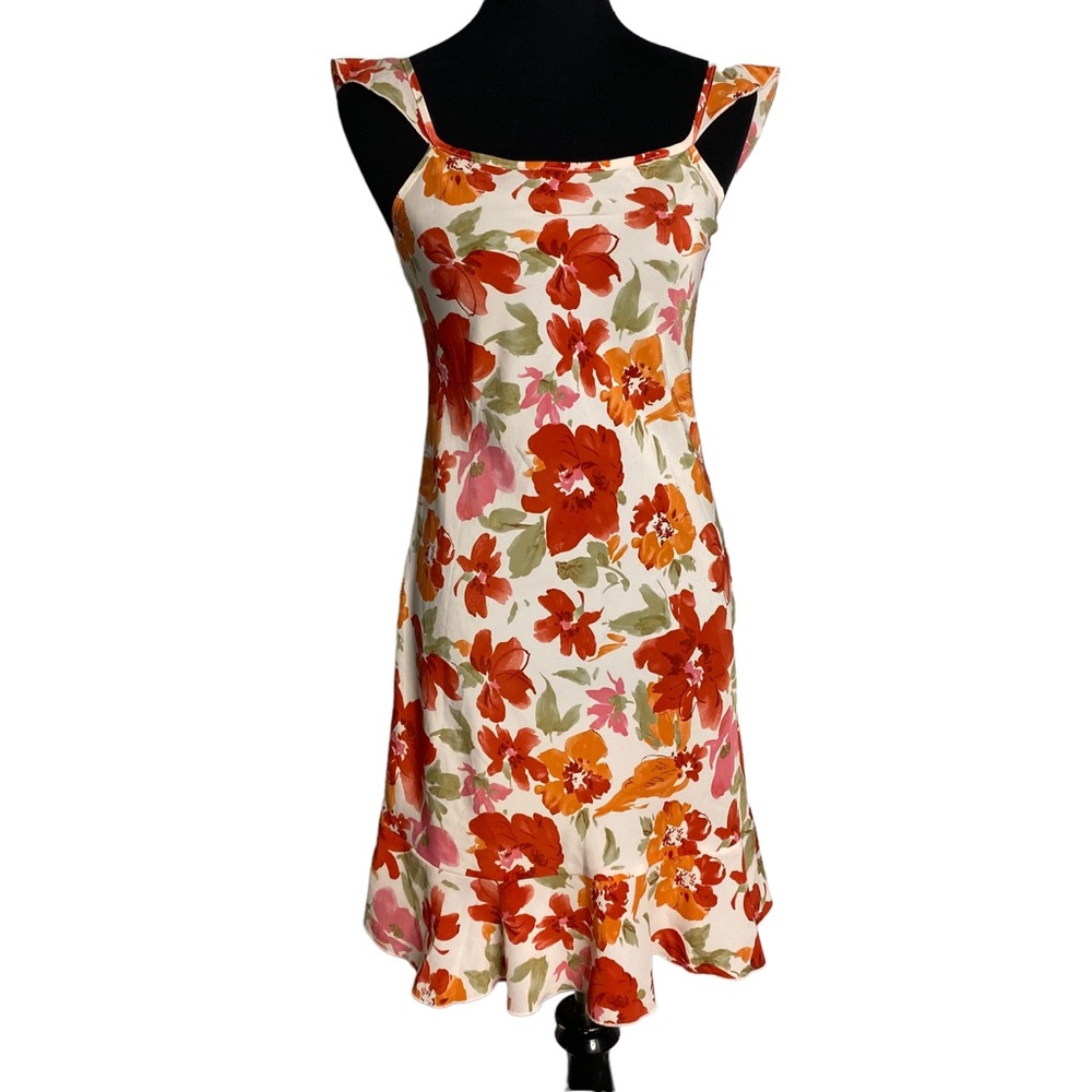 Sense Boutique Dress Large Orange Floral